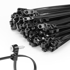 200 PCS 12 Inch Heavy Duty Black Zip Ties with Screw Mounting Hole