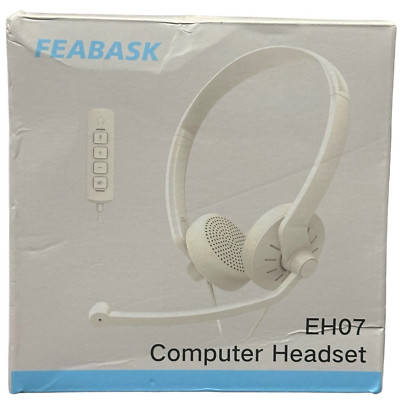 Feabask EH07 Computer Headset Noise-Cancelling Microphone PC Laptop iPhone NIB