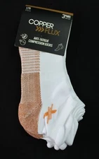 Copperflux Unisex Copper-Infused Compression Ankle Socks DH3 White Large/XL NWT