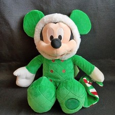 Disney Baby Mickey Mouse 15" Tall Green Pajamas Holiday Stuffed Plush Toy New