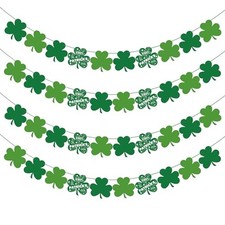 St Patricks Day Decorations - 40 Pack Shamrock Clover Banner - Shamrock Green