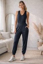 Sweaty Betty London Sleeveless Jumpsuit Black Romper Sz L Active Athletic