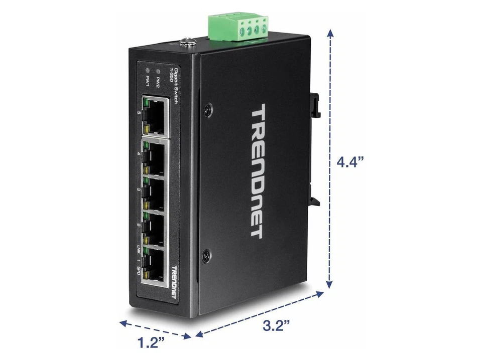 TRENDnet 5-Port Hardened Industrial Gigabit DIN-Rail Switch, TI-G50, 10 Gbps, - Image 4 of 4