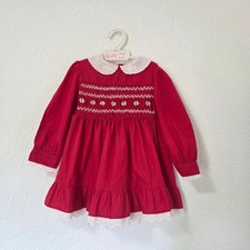 Vintage Polly Flinders Red Smocked Dress 12-18 months