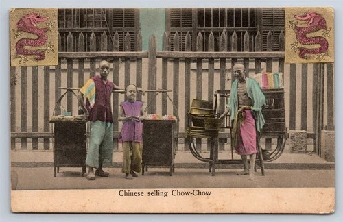 Postcard Chinese Selling Chow Chow 1909 Shanghai US Postal Agency To Manila BB14