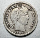 1896  BARBER DIME   VF   #2348