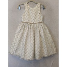 American Princess Kids Ivory Gold Floral Embroidered Tulle Formal Dress