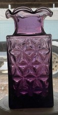 Vintage Purple  Depression Glass Vase Quilted...