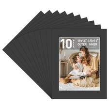 Golden State Art, Acid Free, Pack 11x14 for 8.5x11, 10-Pack Black Mats,