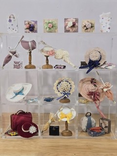 Dollhouse Miniature Ladies Hats Parasols Purses Gloves & Bags