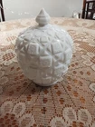 Vintage Westmoreland Old Quilt Patterned Round Milk Glass Candy Dish with Lid
