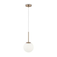 Pendelleuchte Kugel Schirm Glas Ø 18 Cm H: Max. 1,8 M Gold Weiß E14 HäNgelampe