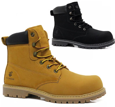 MENS STEEL TOE CAP SAFETY BOOTS WIDE FIT ANKLE COMBAT WORK HIKING LACE UP  SHOES UK