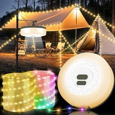32.8 FT Camping String Lights 4 in 1 Quick Storage Rechargeable Tent Lights