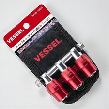 VESSEL QB-10B3R Quick Catcher Triple Bit Holder Belt Clip Red No Magnet Tool