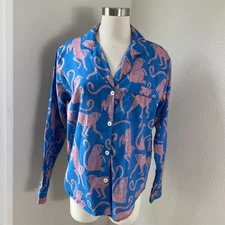 Desmond & Dempsey Womens Large Chango Print Pajama Top Long Sleeve Lounge