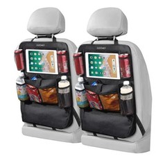 Car Backseat Organizer with Touch Screen Tablet Holder, Black  2 Pack Black-1