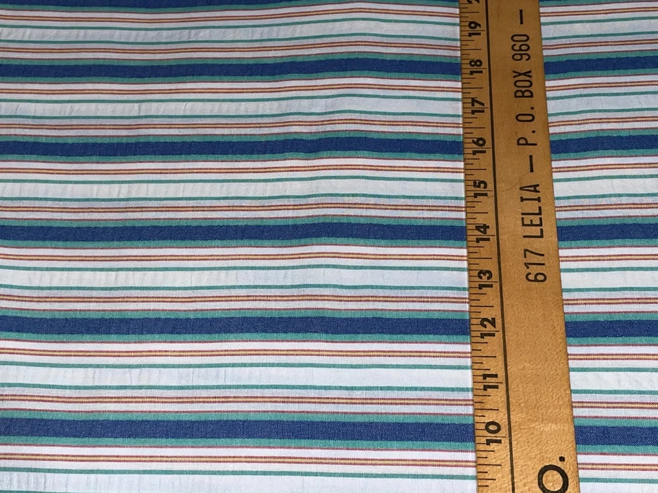 Tela de algodón a rayas vintage Seersucker de 1 yarda X 60" por rojo azul verde 36" X 60" Foto 3 de 4