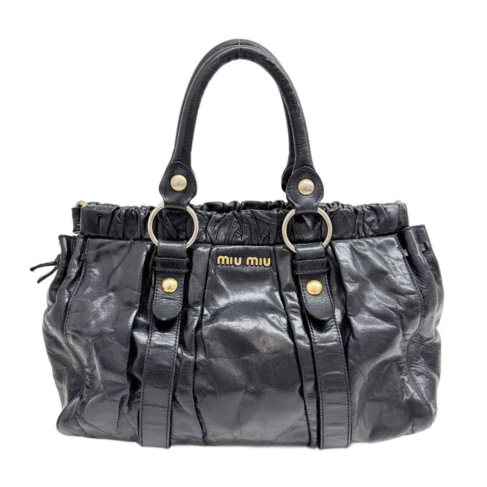 Miu Miu — MIU MIU Mini Vitello Black Leather Shoulder Bag