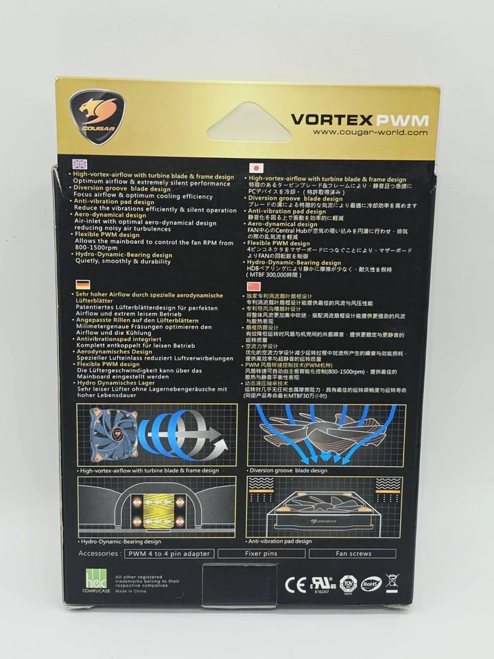 COUGAR VORTEX PWM 120mm CF-V12HP Hydro-Dynamic Bearing Case Fan - Image 4 of 4