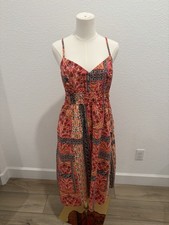 Old Navy Pink Boho Floral Print Cotton Midi Dress Size Medium