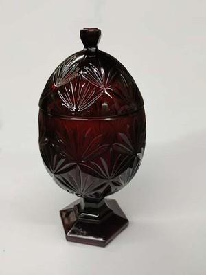 Luminarc Cristal d' Arques 8-5/8'' Glass Ruby Red Egg Shaped Candy Dish REDB21