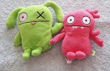 Uglydoll Plush Toy Bundle  - Ox and Moxy Soft Toys one Green and the other Pink 