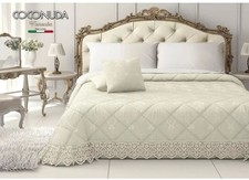Trapunta matrimoniale Coconuda "VENEZIA" con pizzo e 2 cuscini arredo