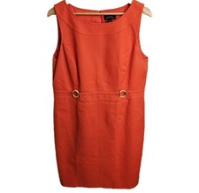 Tahari Womens Size 14 Sleeveless Cotton Pencil Dress Bright Orange