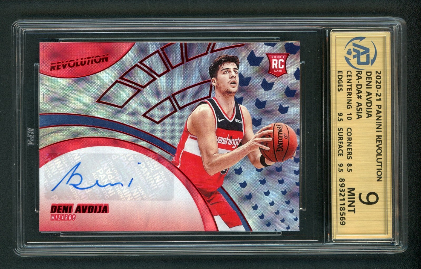 2020-21 DENI AVDIJA AUTO PANINI REVOLUTION ASIA ROOKIE RC 9 AUTOGRAPHS