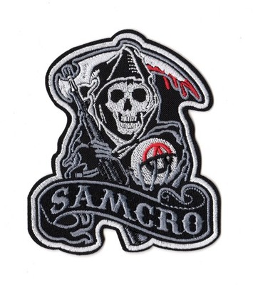 Sons Of Anarchy SAMCRO Patch Grim Reaper Skull Crime TV Show Biker Gang Logo