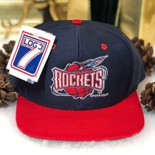 Vintage 90s NBA Houston Rockets Logo 7 Basketball Twill Snapback Hat Cap NWT New