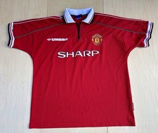 Authentic Umbro 1998 1999 Manchester United Home Jersey Kit SHARP Sponsor