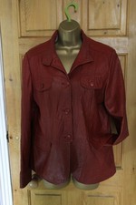 Betty Jackson Black, Size 16 Ox Blood Red 100% Soft Leather Jacket