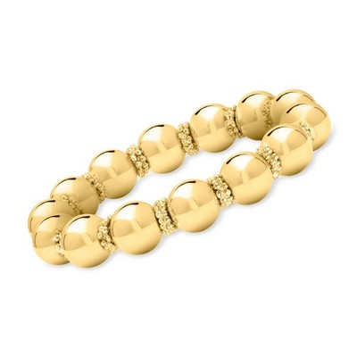 Ross-Simons Italian 12mm 14kt Yellow Gold-Plated Bead Stretch Bracelet