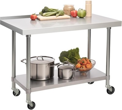 Heavy Duty Stainless Steel Food Prep Table Work 30x60 Inches Wheels NSF 18 gauge