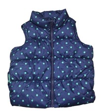 Old Navy Puffer Vest Kids XS 5T Blue Green Polka Dot Sleeveless Jacket