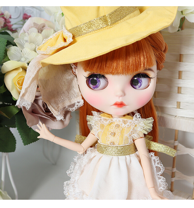 Blythe doll Dudu mouth Make up Gold and bronze hair from Factory Joint Body 12"