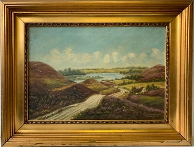 Ölbild Impressionist Landschaft im Jugendstil Bilderrahmen Antik Vintage - Bild 1 von 4