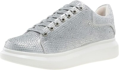 J75 Jump Slick Mens Silver Shoes Size 8 (rhinestones) New