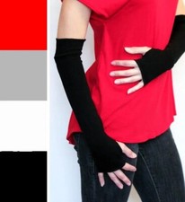 Long Winter Gloves Black Arm Wrist Hand Warmers Cycling Thumb Finger Holes Warm