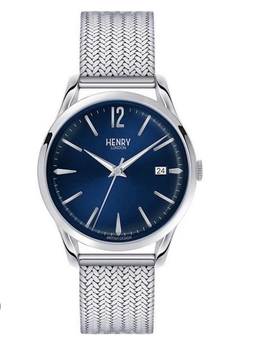HENRY LONDON , HL39-M-0029 Knightsbridge Blue Dial Mesh Bracelet