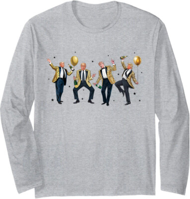 Cute Trump Dance Happy New Year Funny President Gift Long Sleeve Tshirt