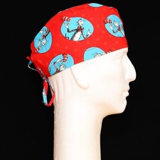 The Cat in the Hat on Red Background Theme Scrub Hat