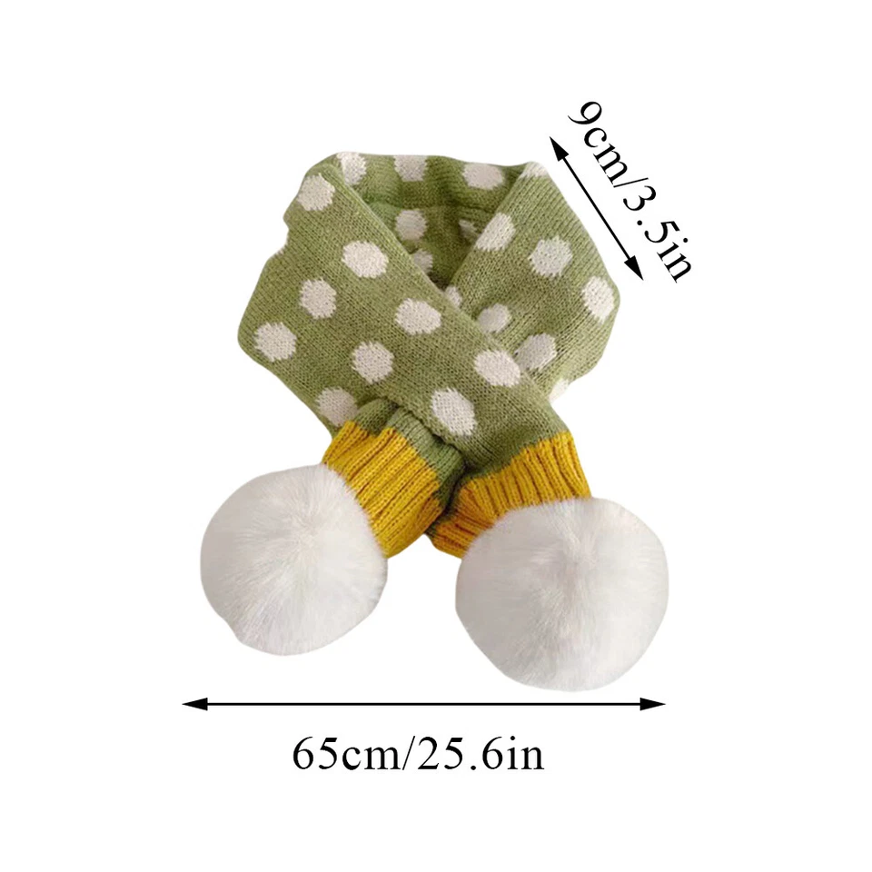 Calentador de cuello a prueba de viento al aire libre baberos tejido bebé bufanda estampado de puntos bufandas cruzadas Foto 2 de 4