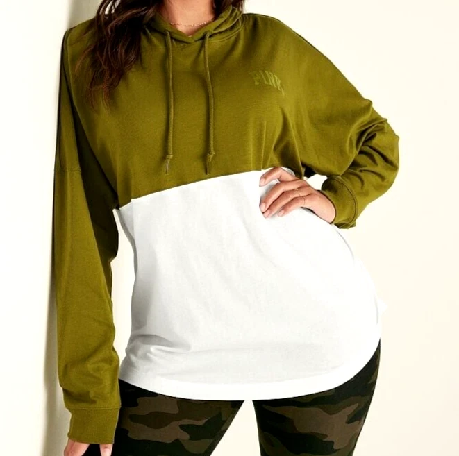 UNDERCOVER T shirt maglietta manica lunga oversize Victoria's Secret rosa 100% cotone con cappuccio L