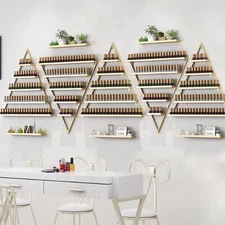 5 Tiers 5pack Gold Wall-Mounted Nail Polish Metal Storage Racks Display Rac--