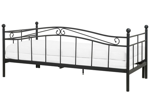 Ausziehbares elegantes Metallbett 90 x 200 cm schwarz Tulle - Bild 7 von 10