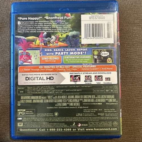 Trolls (Blu-ray Only, 2016) Anna Kendrick Justin Timberlake Party Edition - 第 2/3 張圖片
