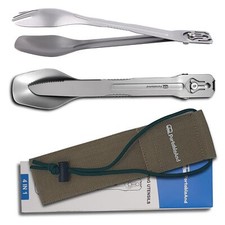 4in1 Camping Utensil Set Spoon Spork Knife Tongs Stainless Steel Multi Tool For